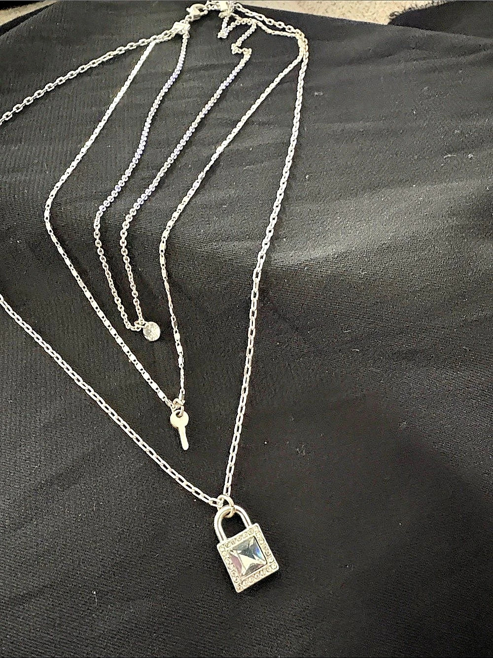 Layered Lock Pendant Necklace